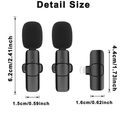 1 Drag 2 2.4G Wireless Stereo Lavalier Microphone Live Interview Outdoor Mini Noise Cancelling Lapel Mic