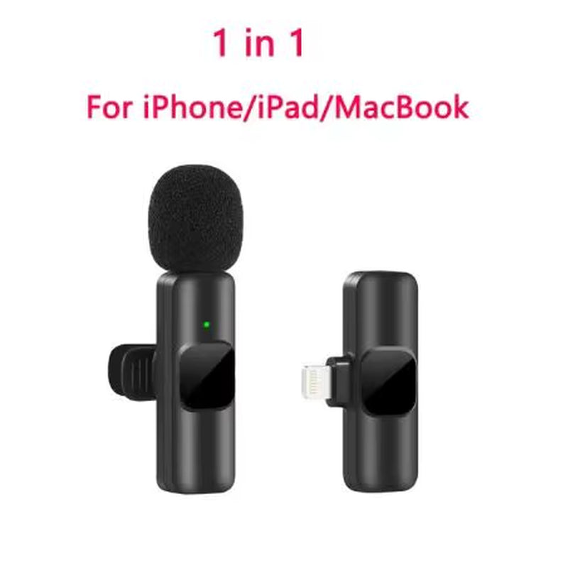 1 Drag 2 2.4G Wireless Stereo Lavalier Microphone Live Interview Outdoor Mini Noise Cancelling Lapel Mic