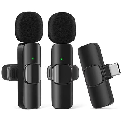 1 Drag 2 2.4G Wireless Stereo Lavalier Microphone Live Interview Outdoor Mini Noise Cancelling Lapel Mic