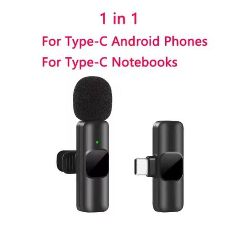 1 Drag 2 2.4G Wireless Stereo Lavalier Microphone Live Interview Outdoor Mini Noise Cancelling Lapel Mic