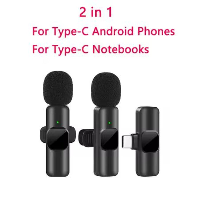 1 Drag 2 2.4G Wireless Stereo Lavalier Microphone Live Interview Outdoor Mini Noise Cancelling Lapel Mic